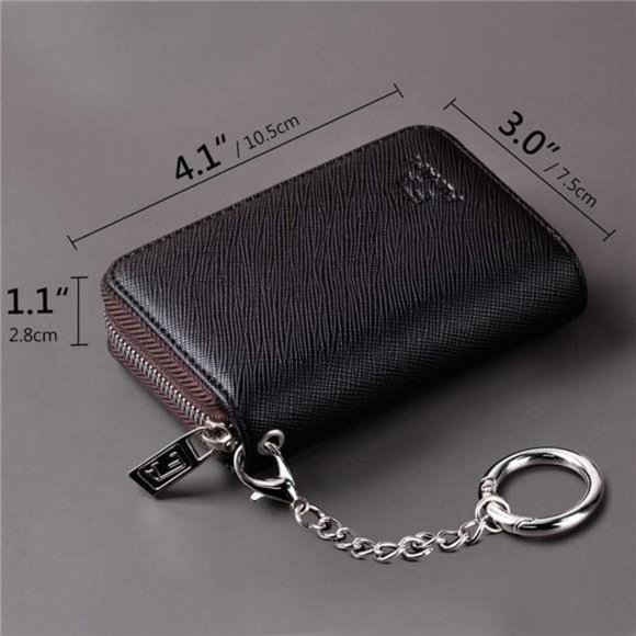 Credit Card Wallet Zipper Card Cases Holder for Men Women RFID Blocking Keychain - Picture 2 of 6